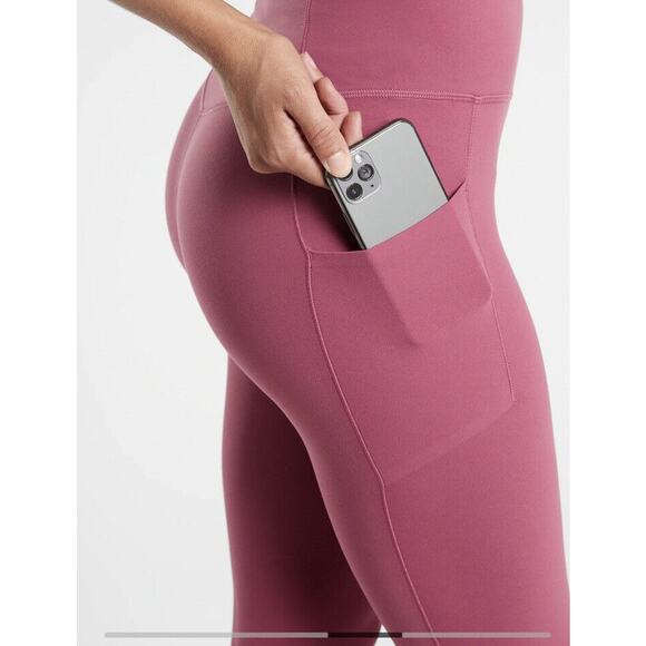 Athleta Leggings XS Petite Victorian Berry Salutation Stash Pocket Tight Workout - Picture 8 of 16